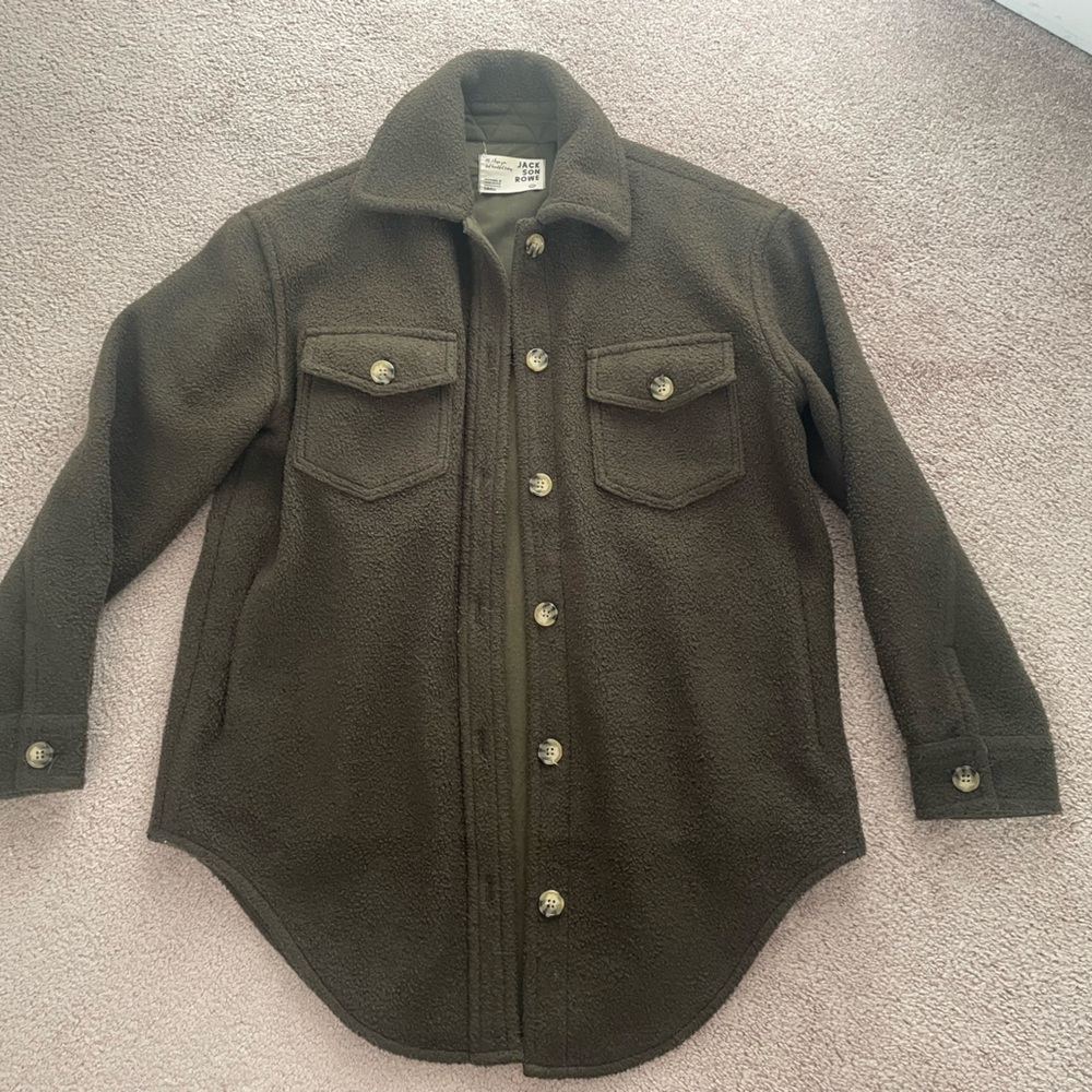 Jackson Rowe Olive Fleece Collared Jacket
